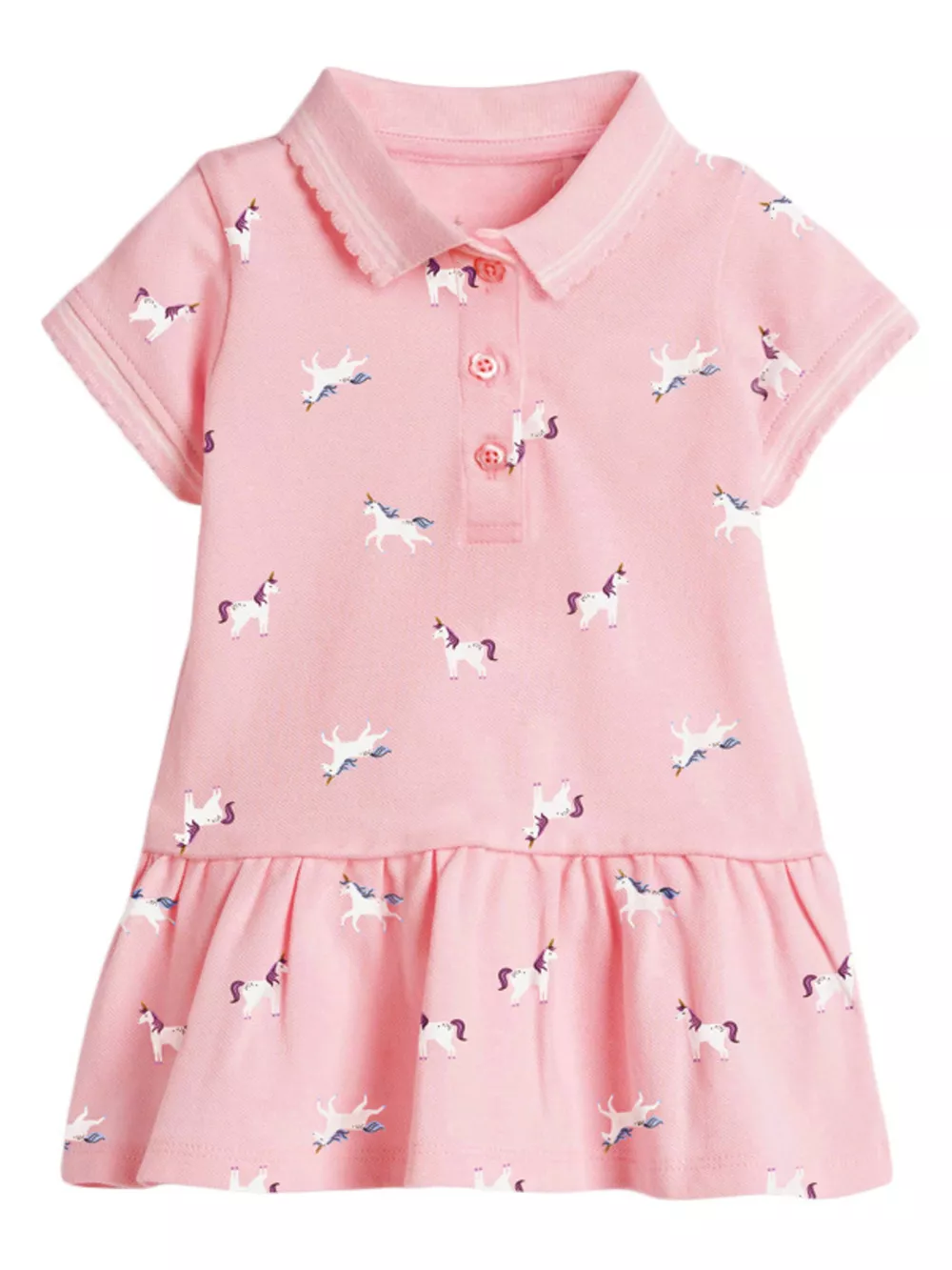 Children's Button Detail Short Sleeve Dress