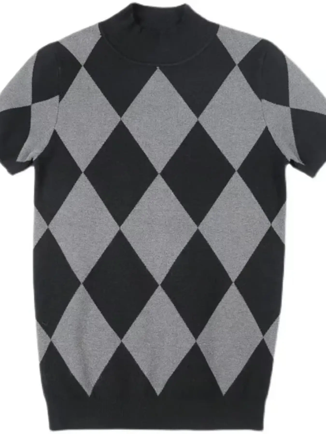 Men's Full Size Diamond Pattern Short Sleeve Knit Top Plus Size, image 5