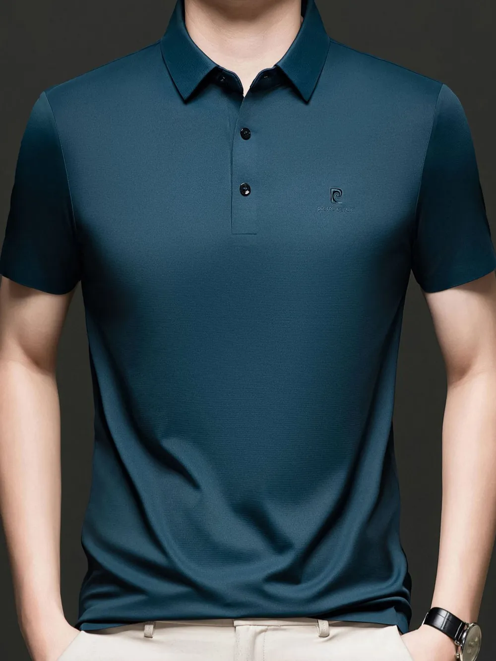 Men's Plus Size Button Detail Short Sleeve Polo, image 4