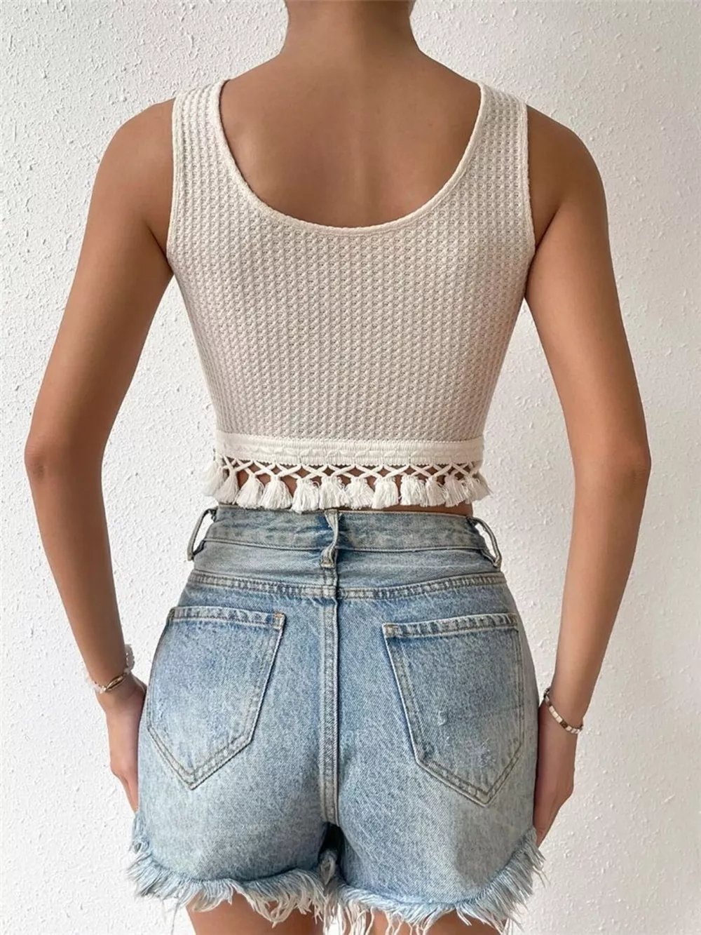 Tassel Hem Textured Tank, image 3
