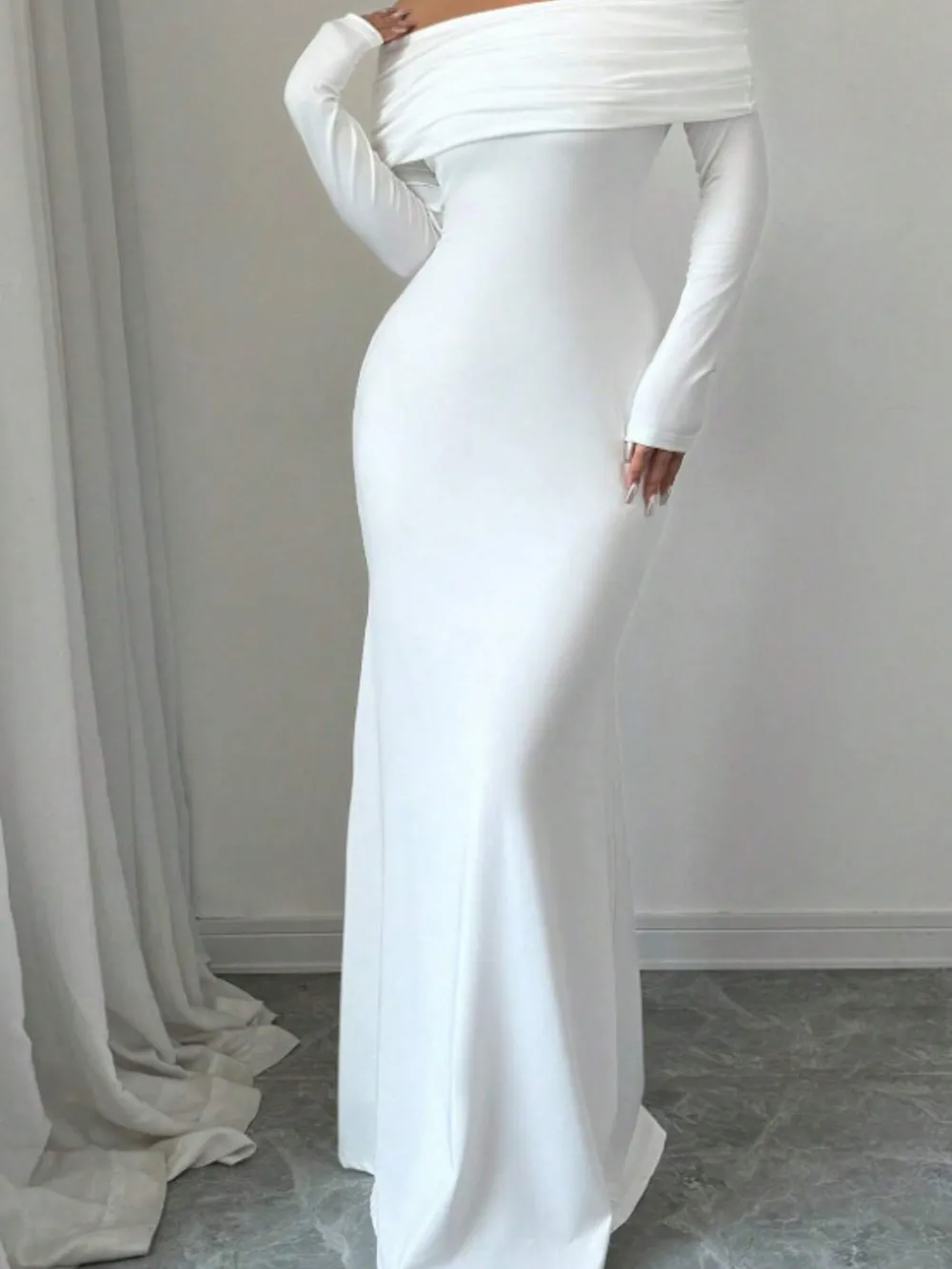 Off-Shoulder Long Sleeve Bodycon Maxi Dress, image 17
