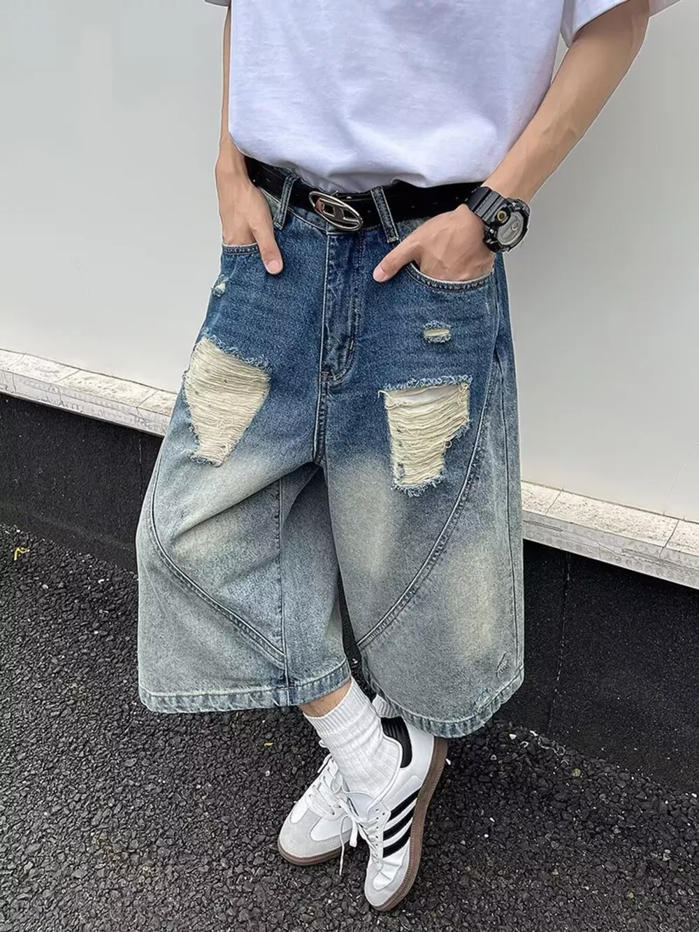 Men's Full Size Wide-Leg Denim Shorts Plus Size, image 3