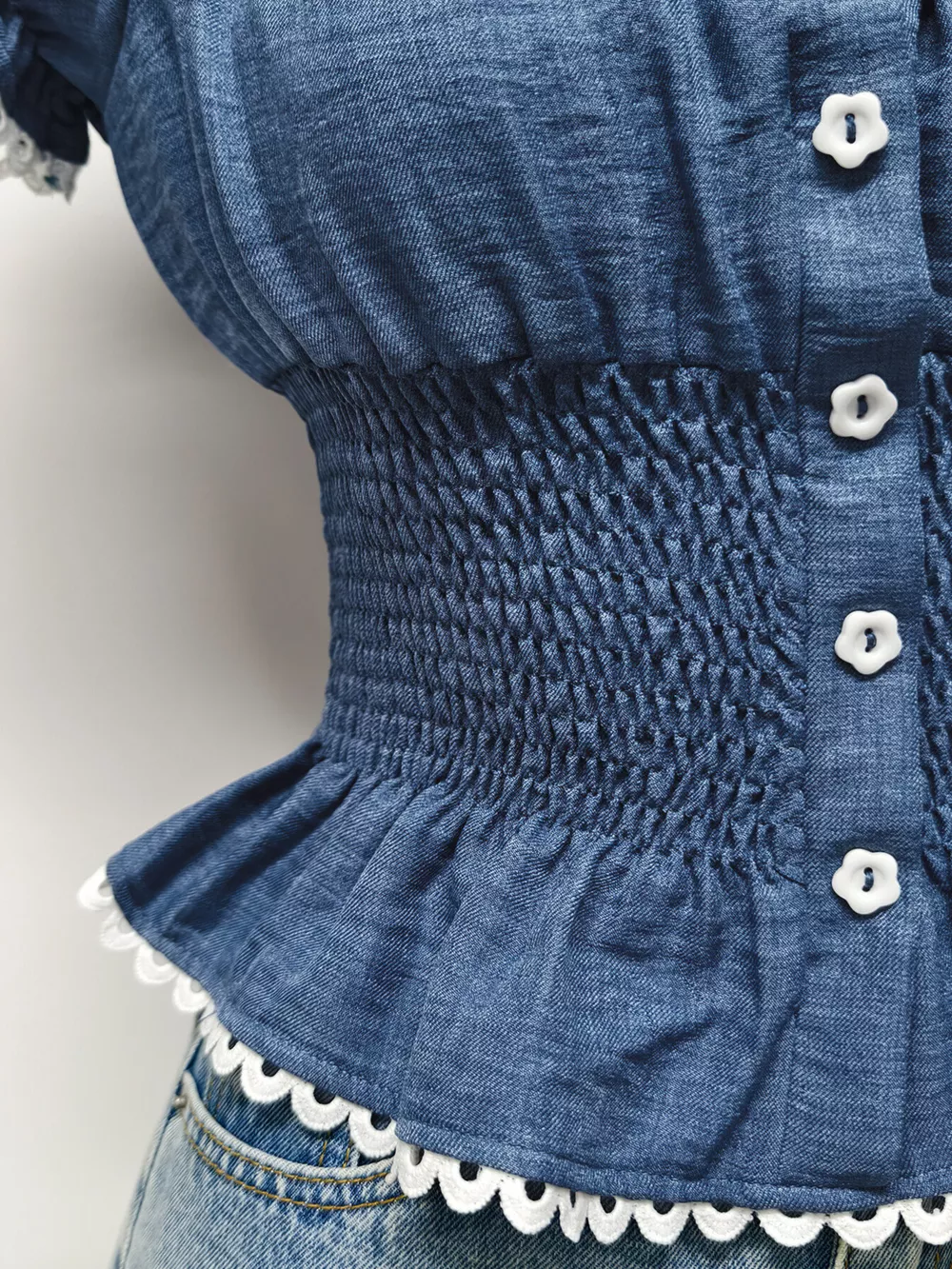 Smocked Short Sleeve Blouse, image 3