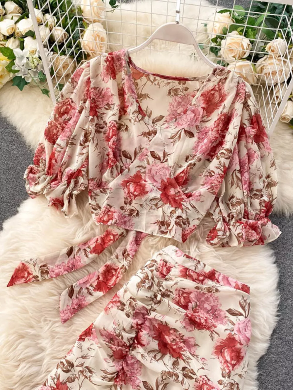Floral Print Crop Top and Skirt Set, image 11