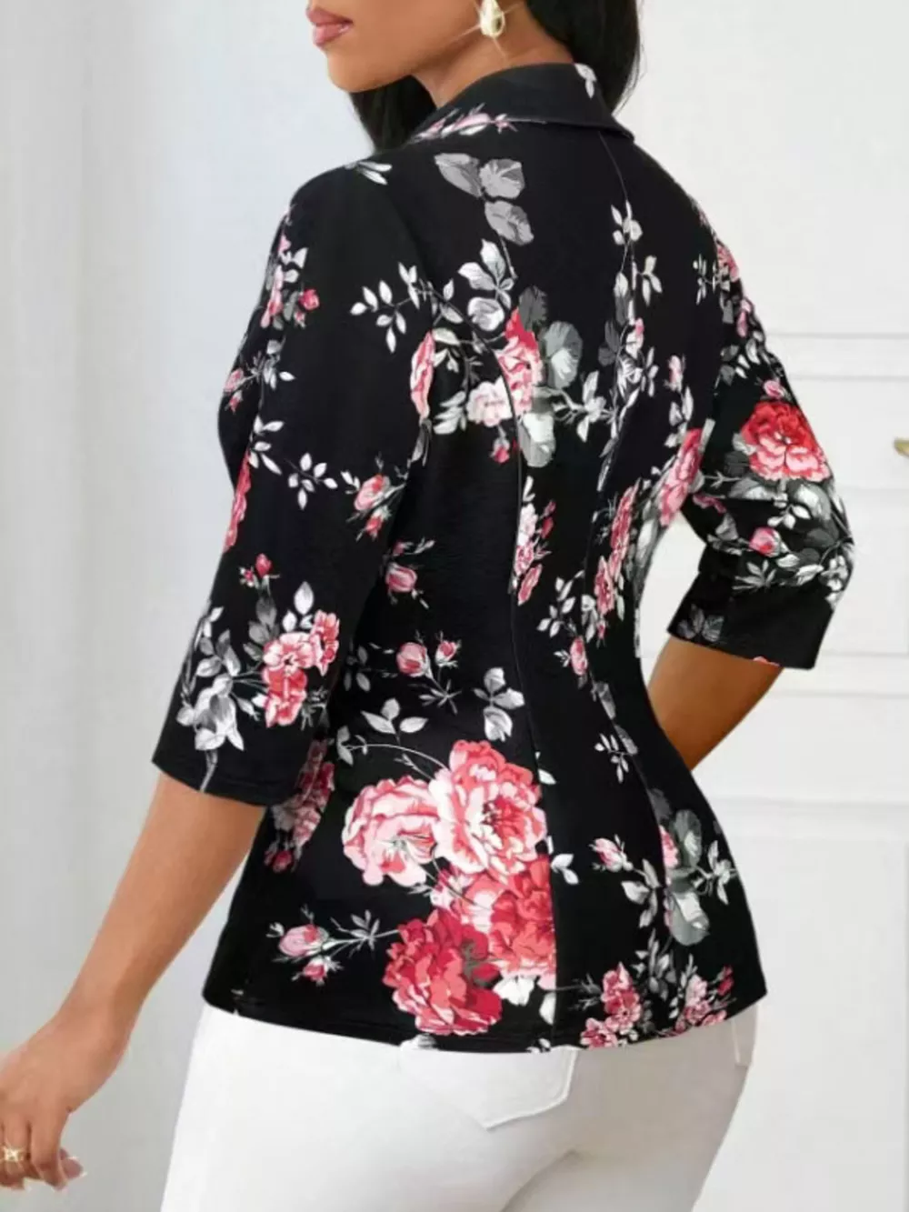 Floral Print One Button Casual Blazer, image 7