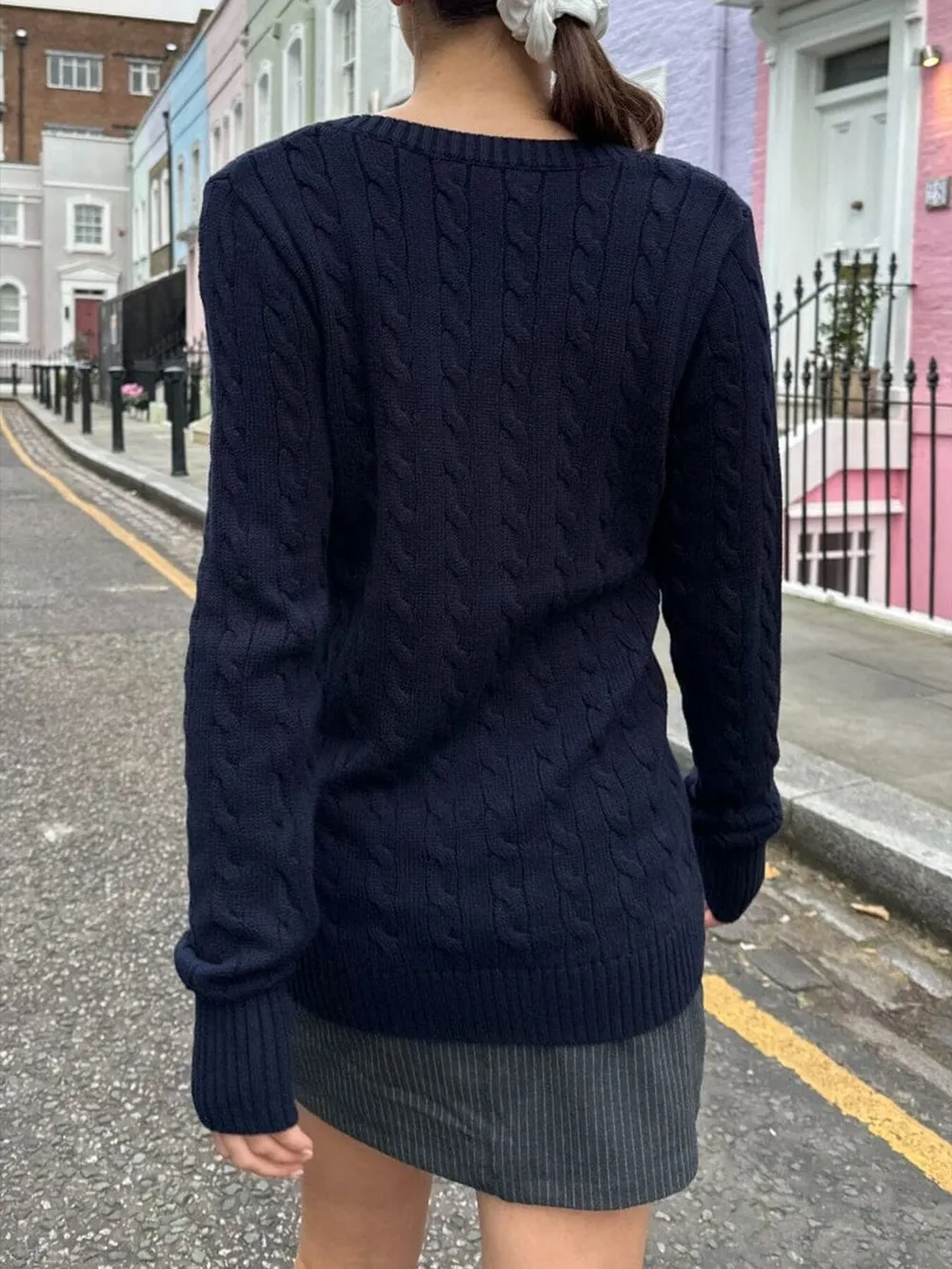 Cable Knit V-Neck Sweater, image 9