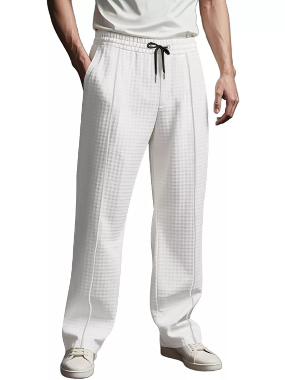 Men's Full Size Textured Drawstring Casual Pants Plus Size, image 3