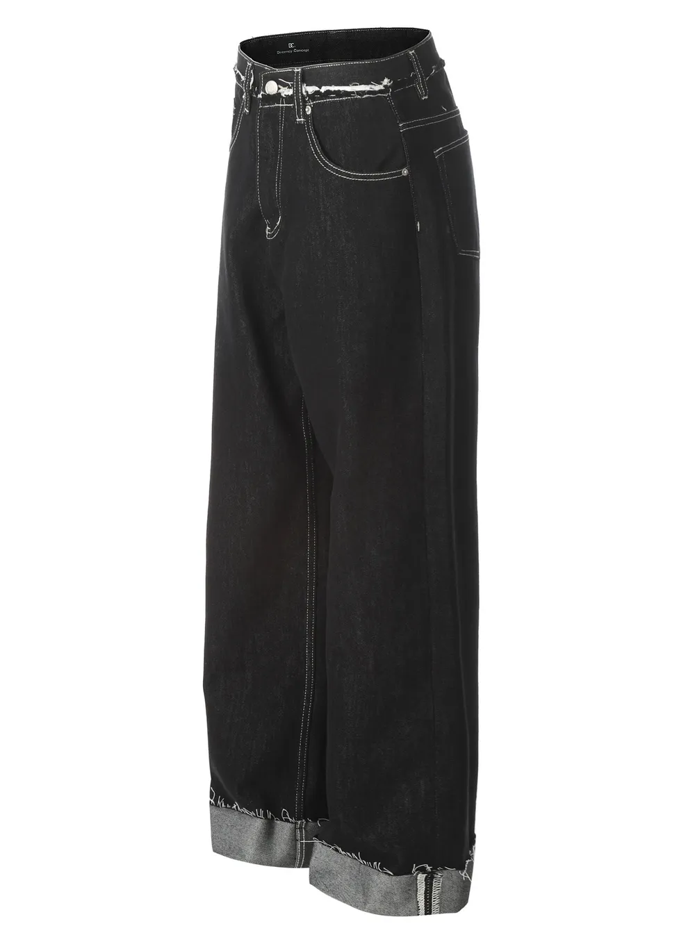 Men's Washed Frayed Hem Cuff Jeans, image 2