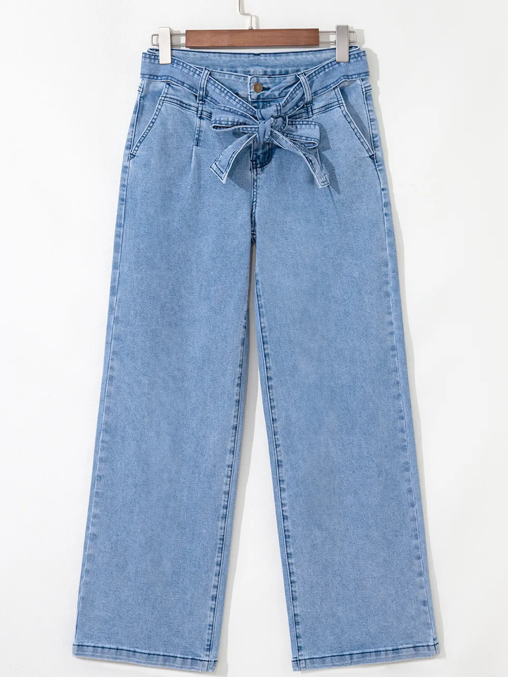 High Waisted Wide Leg Belted Jeans, image 6