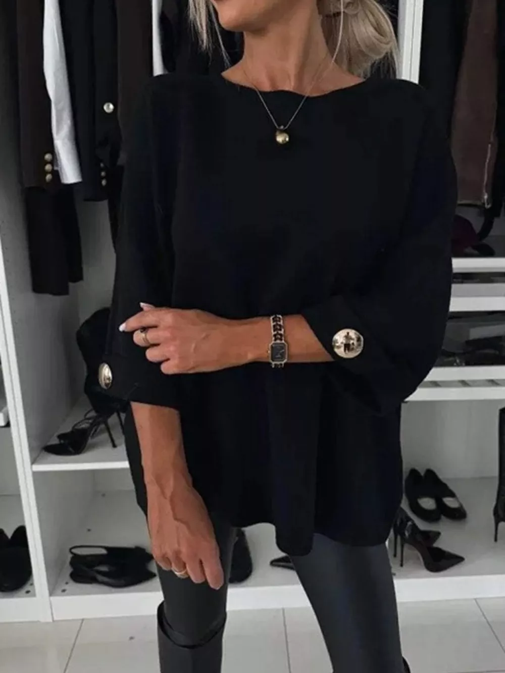 Full Size Round Neck Drop Shoulder Top with Ribbed Trim Plus Size