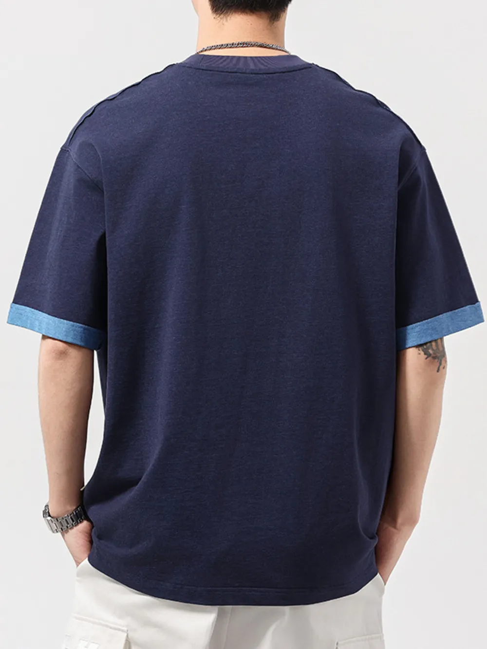 Men's Plus Size Letter Round Neck Short Sleeve T-Shirt, image 2