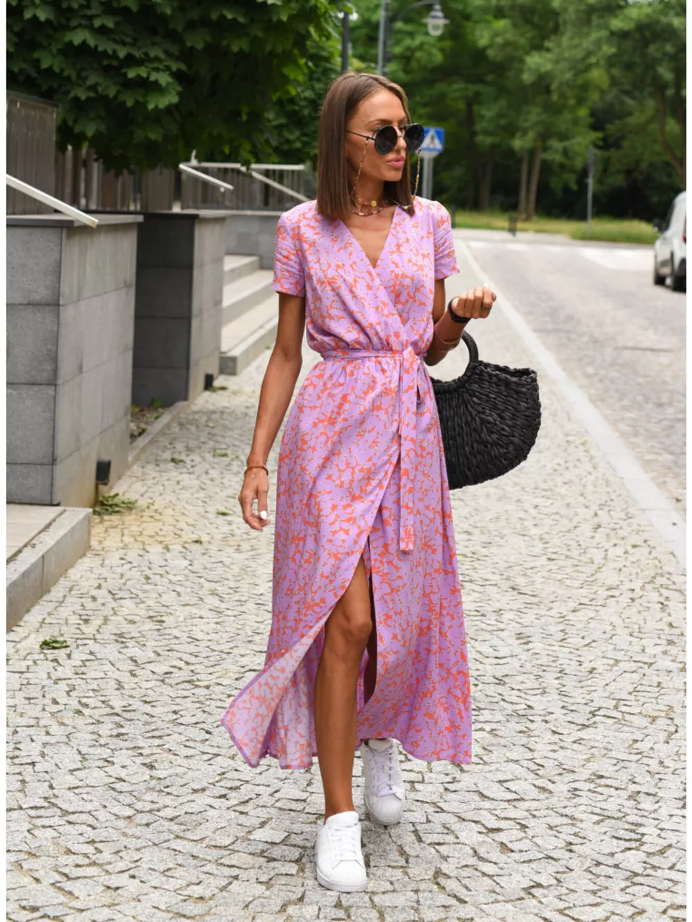 Surplice Short Sleeve Midi Dress, image 29