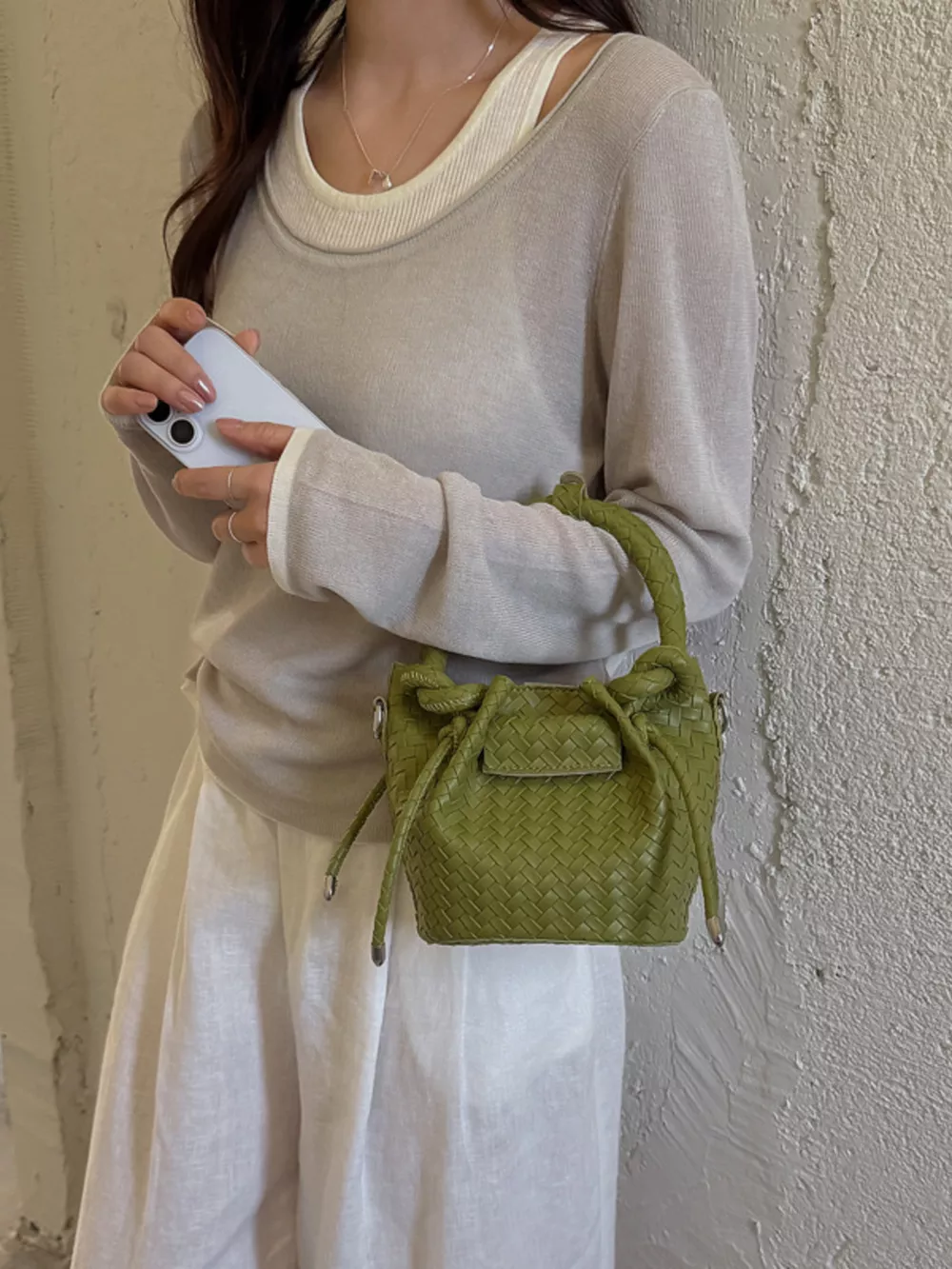 Woven Bucket Crossbody Bag, image 12