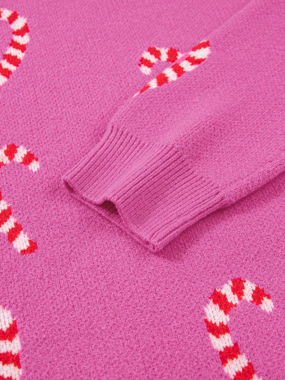 Christmas Candy Cane Holiday Drop Shoulder Sweater, image 5