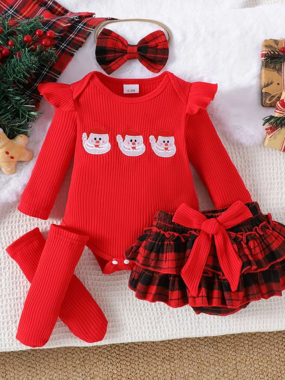 Children's Christmas Ruffle Trim 4-Piece Set, image 3