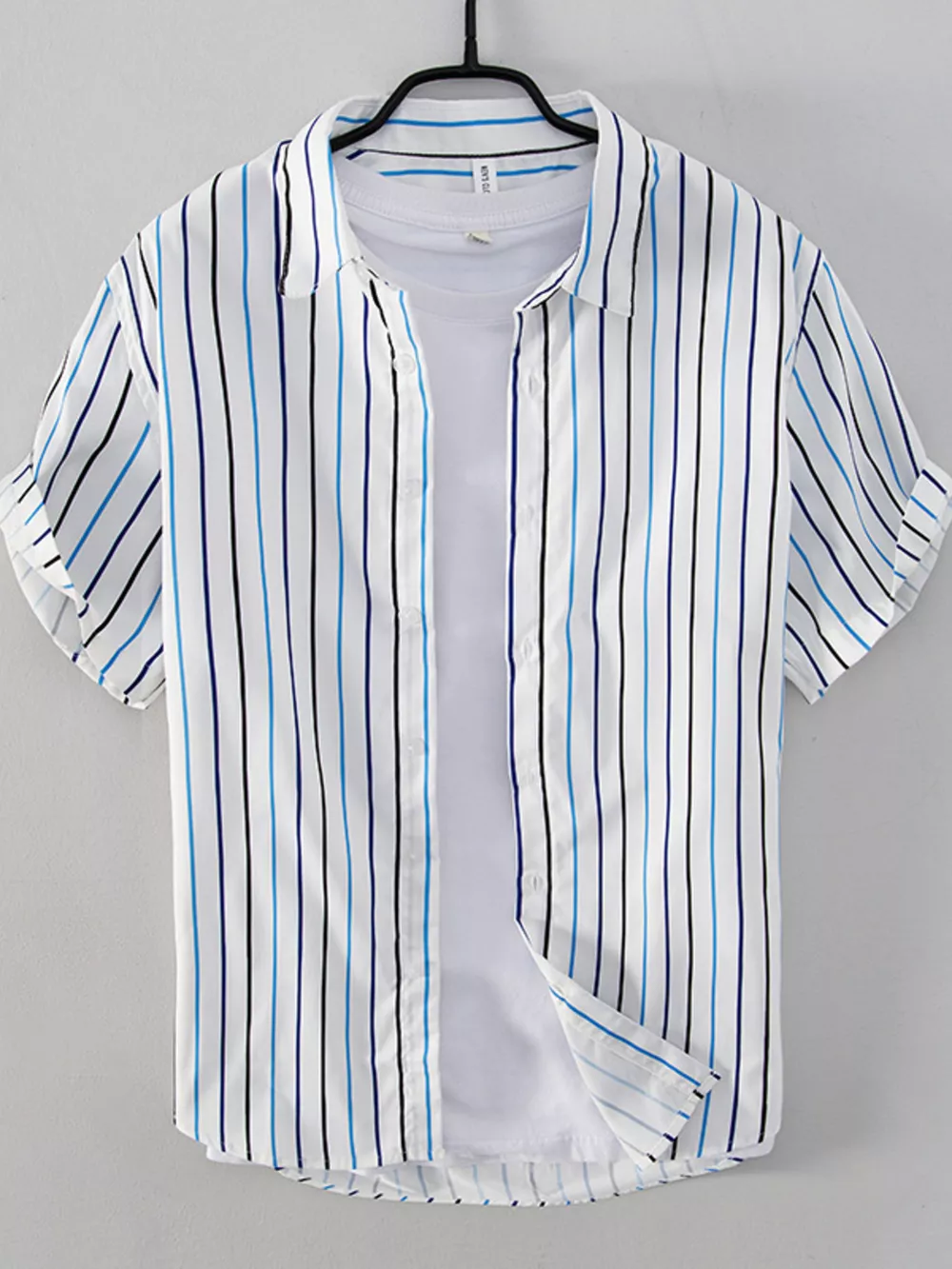Men's Plus Size Striped Button Up Shirt, image 4
