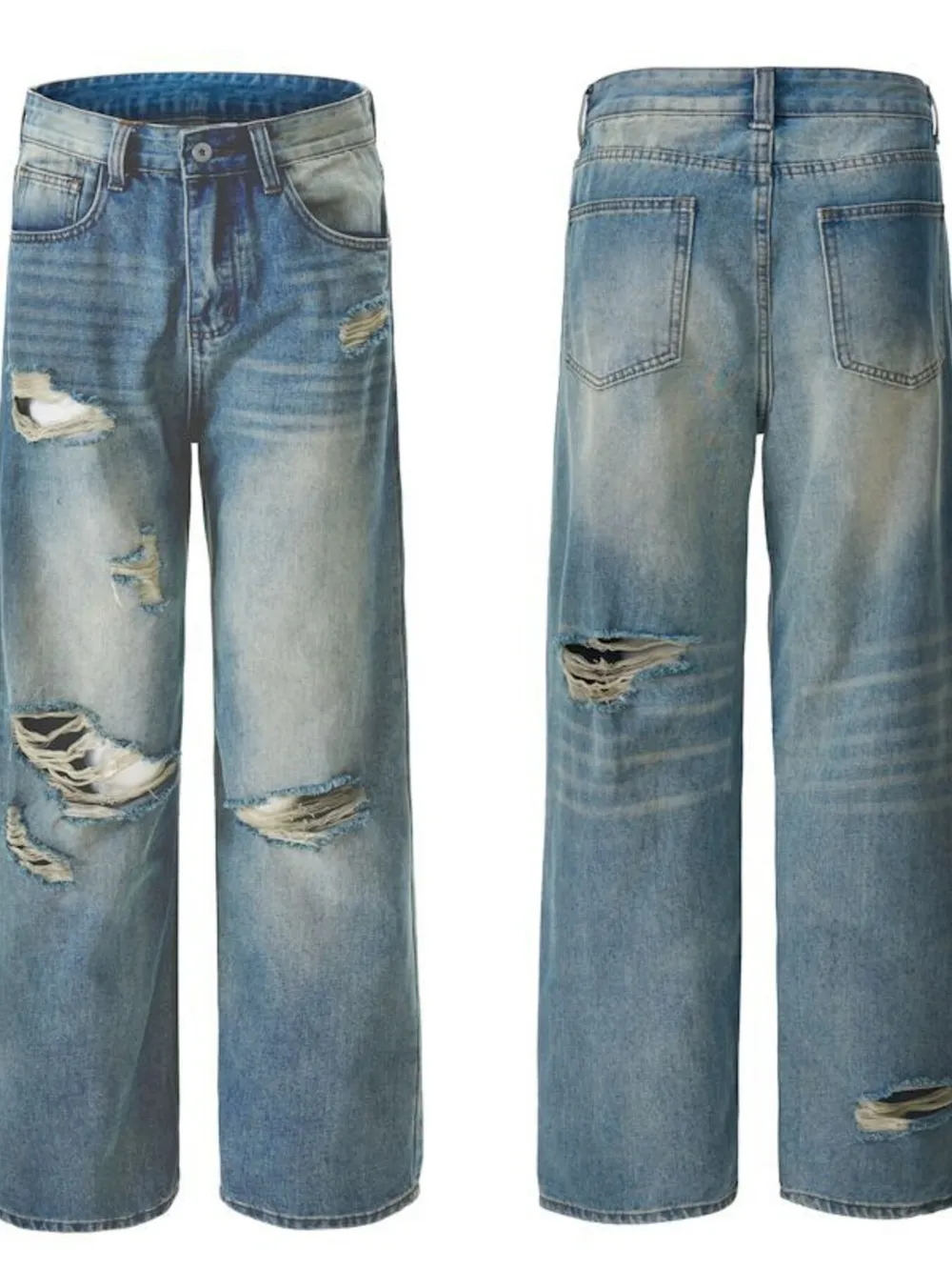 Men's Distressed Wide Leg Jeans, image 7