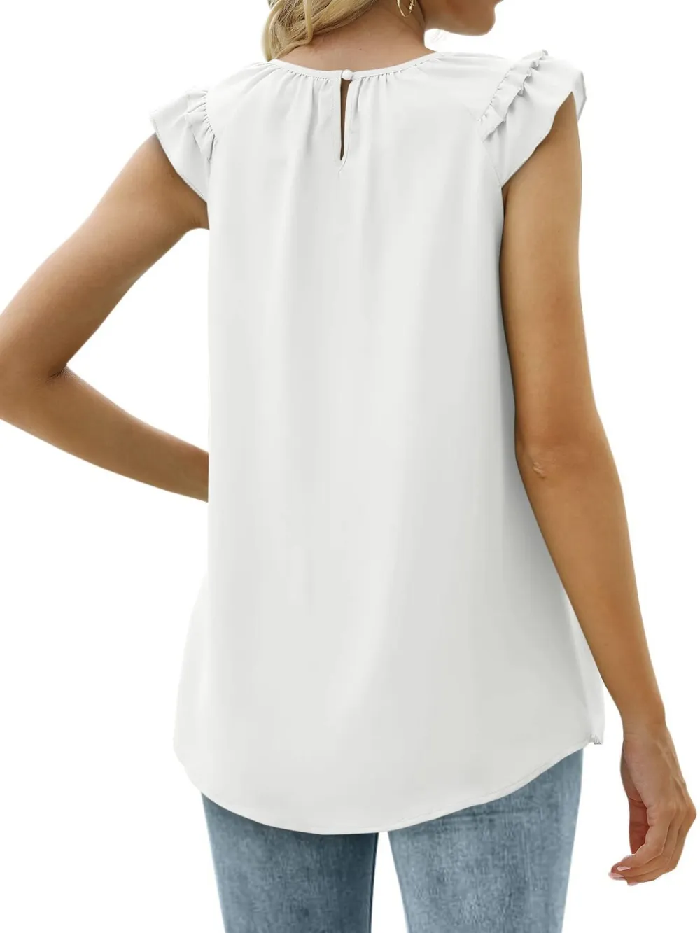 Ruffle Trim Round Neck Blouse, image 12