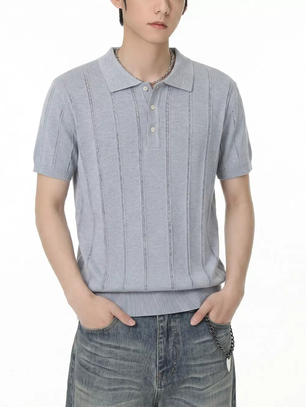 Men's Button Detail Short Sleeve Polo, image 5