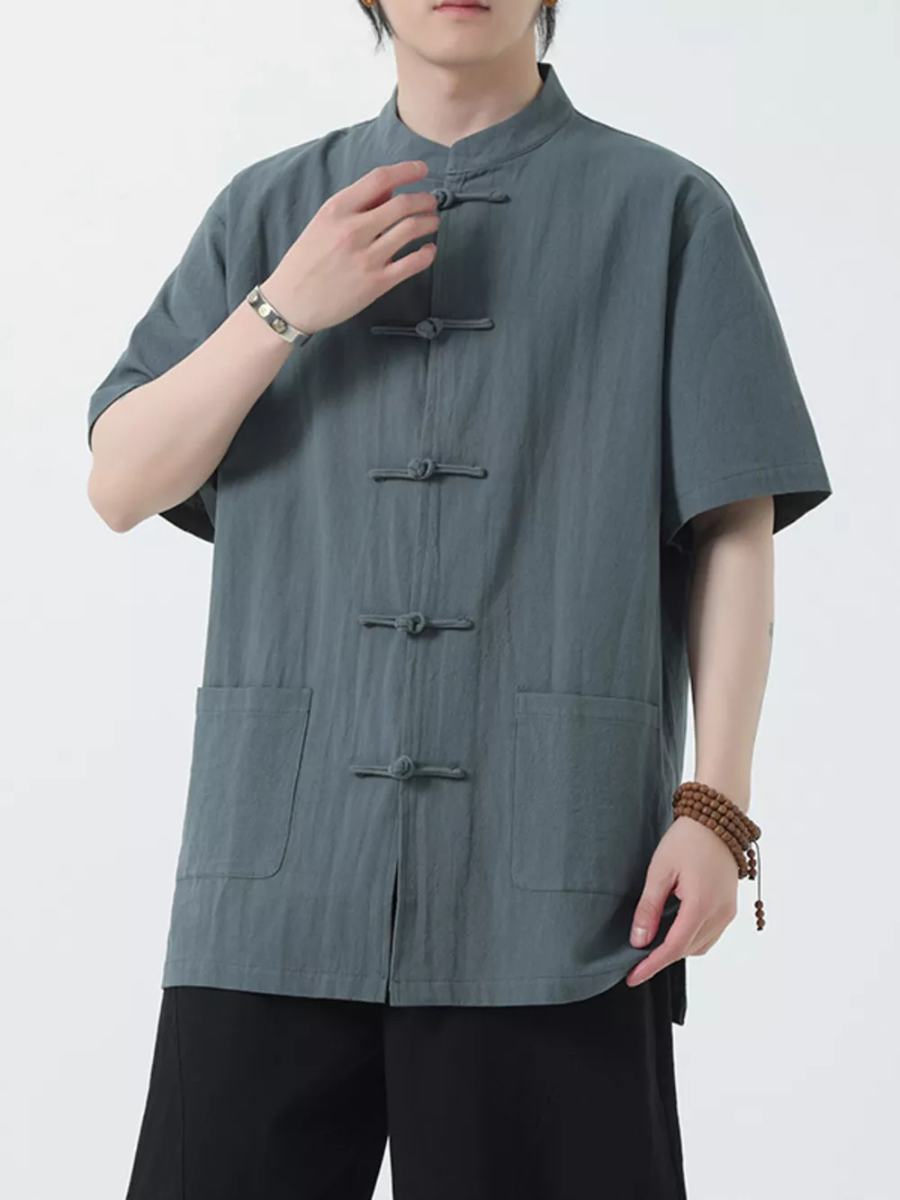 Men's Plus Size Chinese Style Short-Sleeve Shirt, image 5