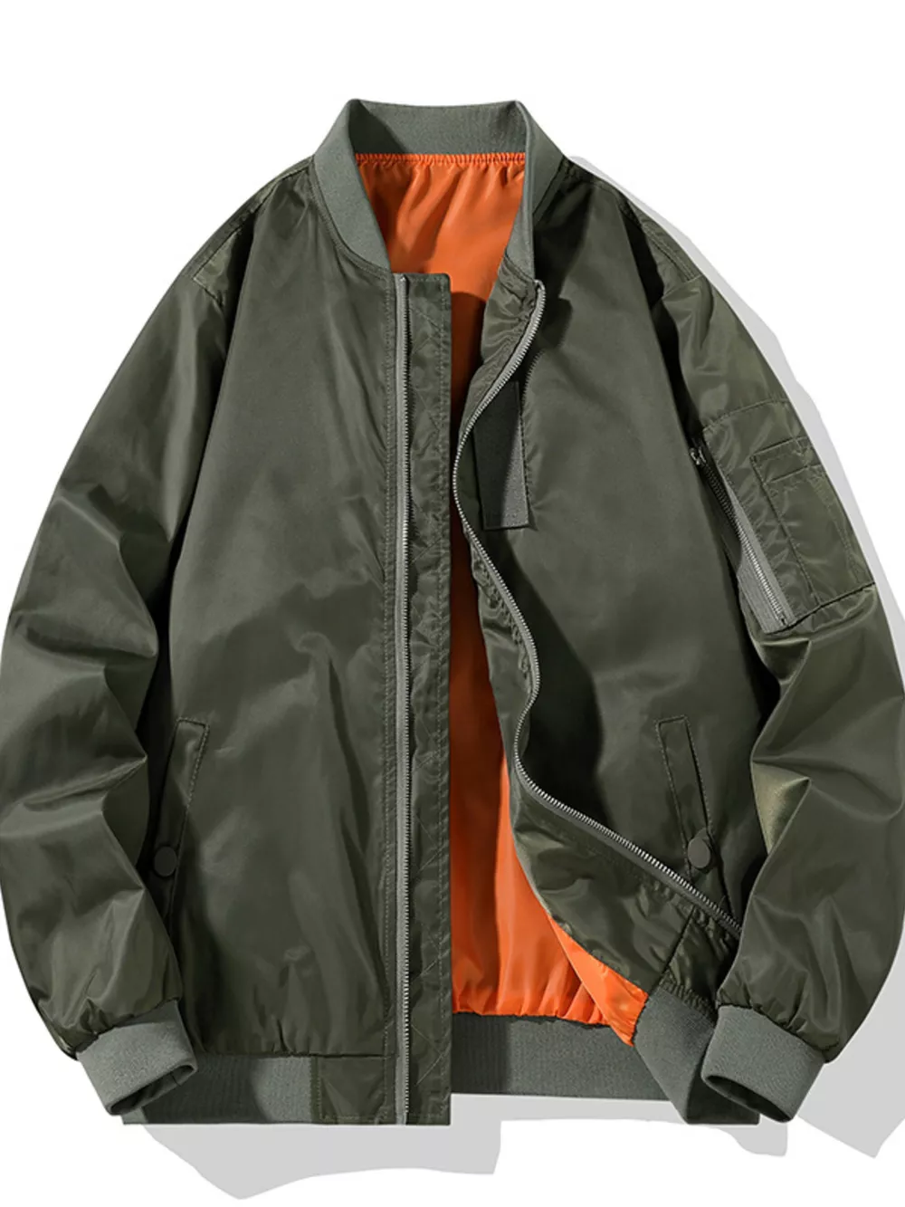 Men's Plus Size Zip Up Lightweight Bomber Jacket, image 4
