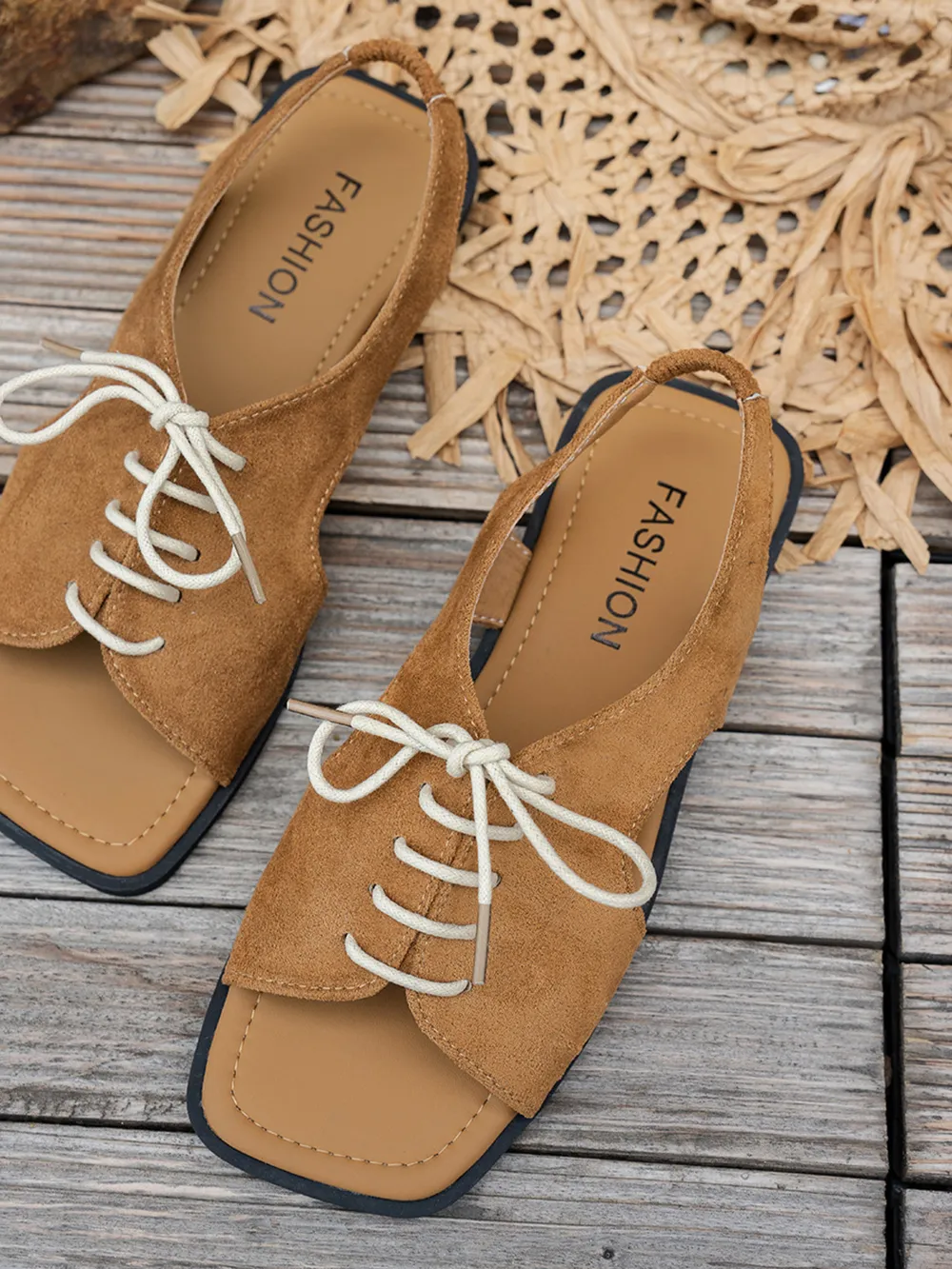 Casual Lace-Up Open Toe Flat Sandals, image 2