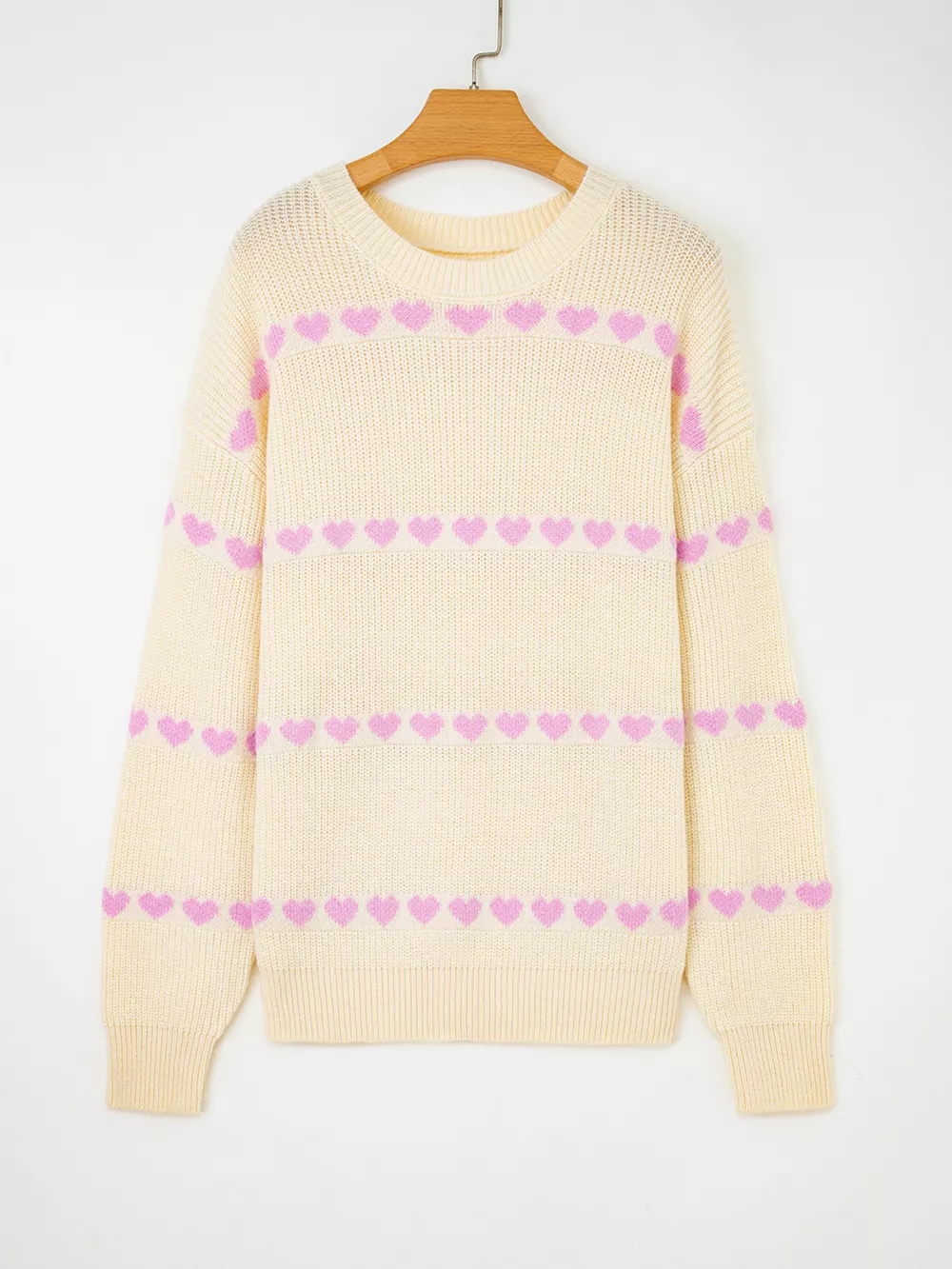 Heart Pattern Valentine Ribbed Knit Sweater, image 7