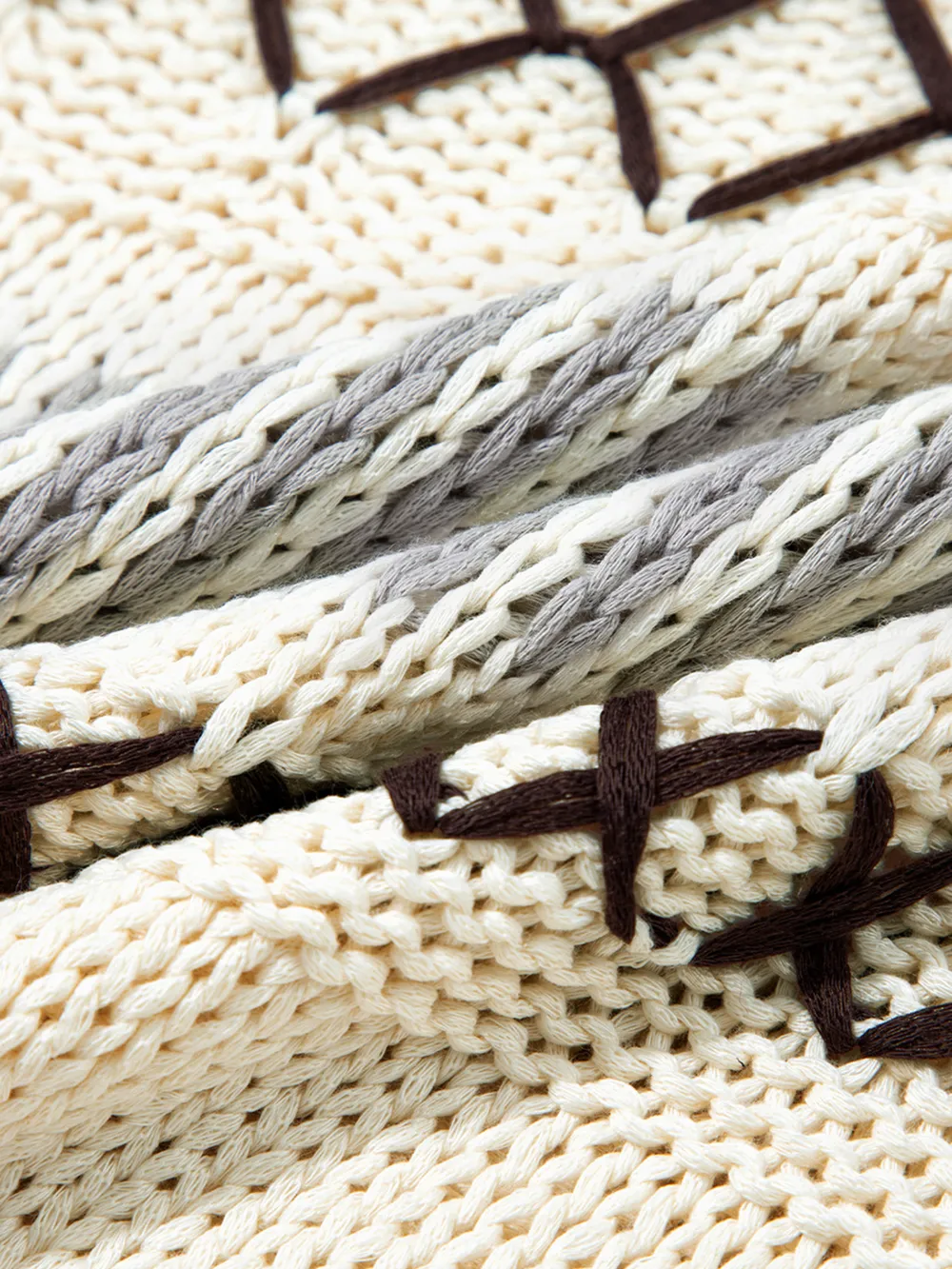 Contrast Stitch Detail V Neck Drop Shoulder Sweater, image 6
