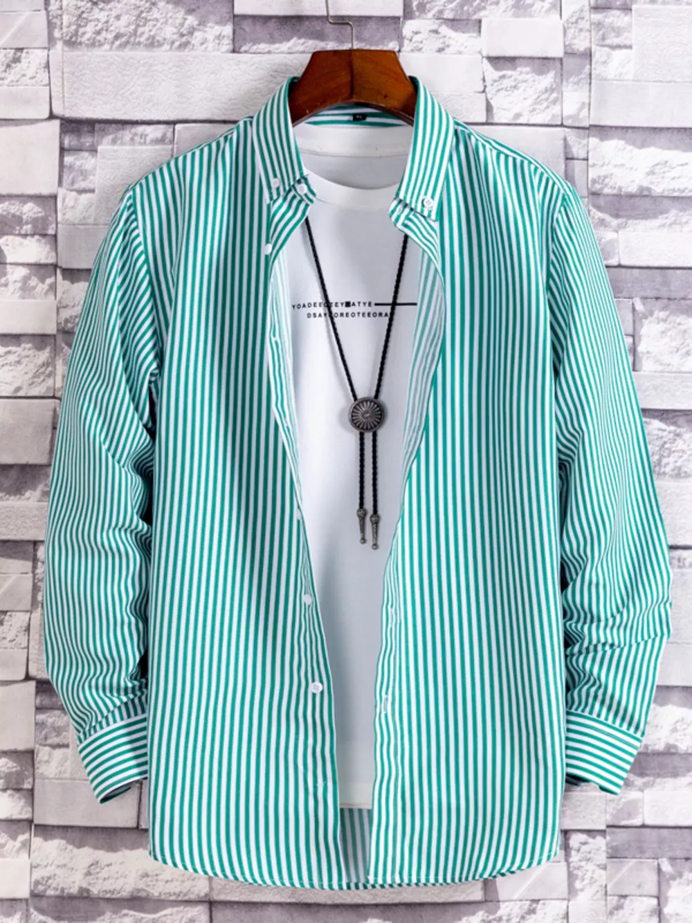Men's Plus Size Striped Button Up Casual Shirt