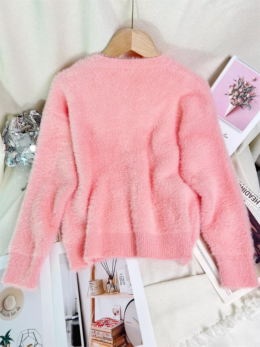 Fluffy Knit Button Up Cardigan, image 8