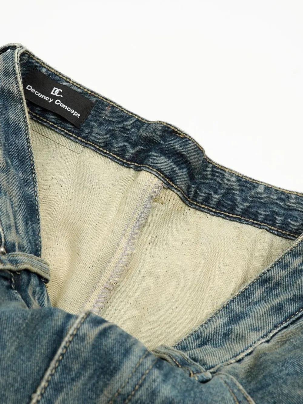Men's Distressed Camo Patchwork Denim Shorts, image 13