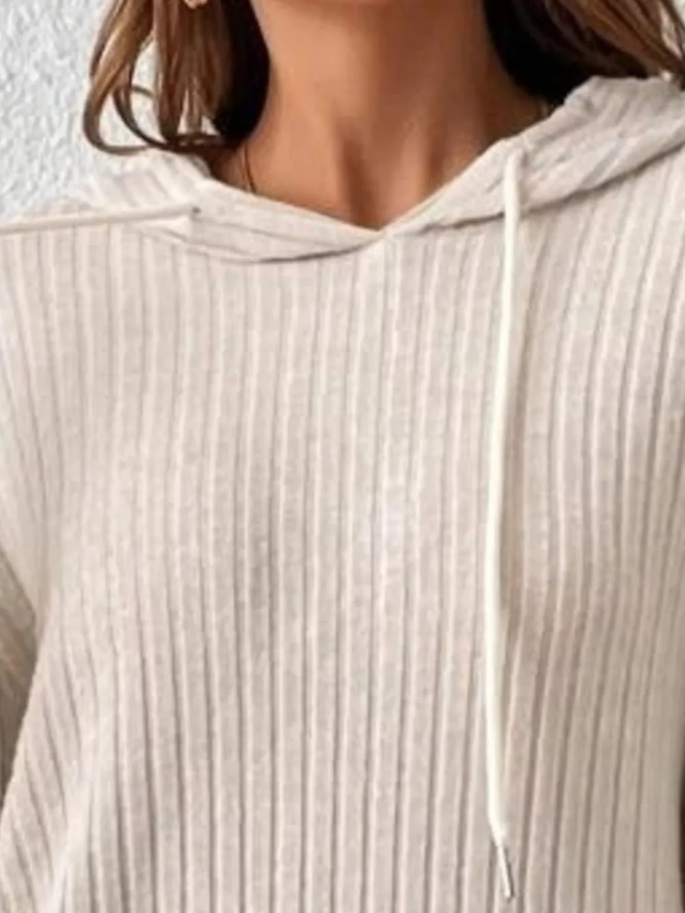 Ribbed Knit Long Sleeve Hoodie, image 9