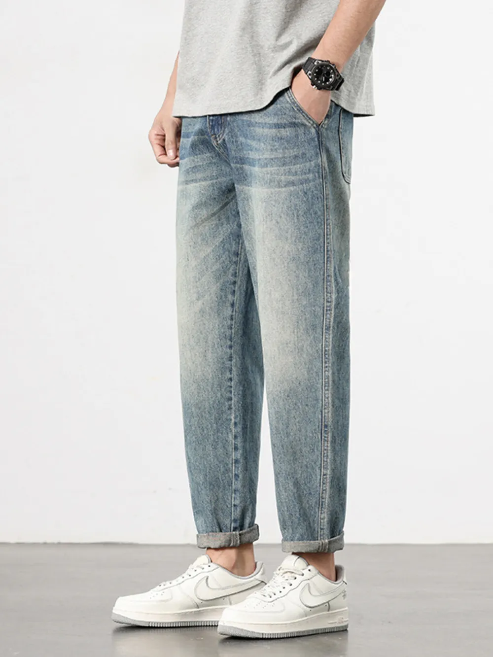 Men's Loose Fit Washed Jeans, image 2
