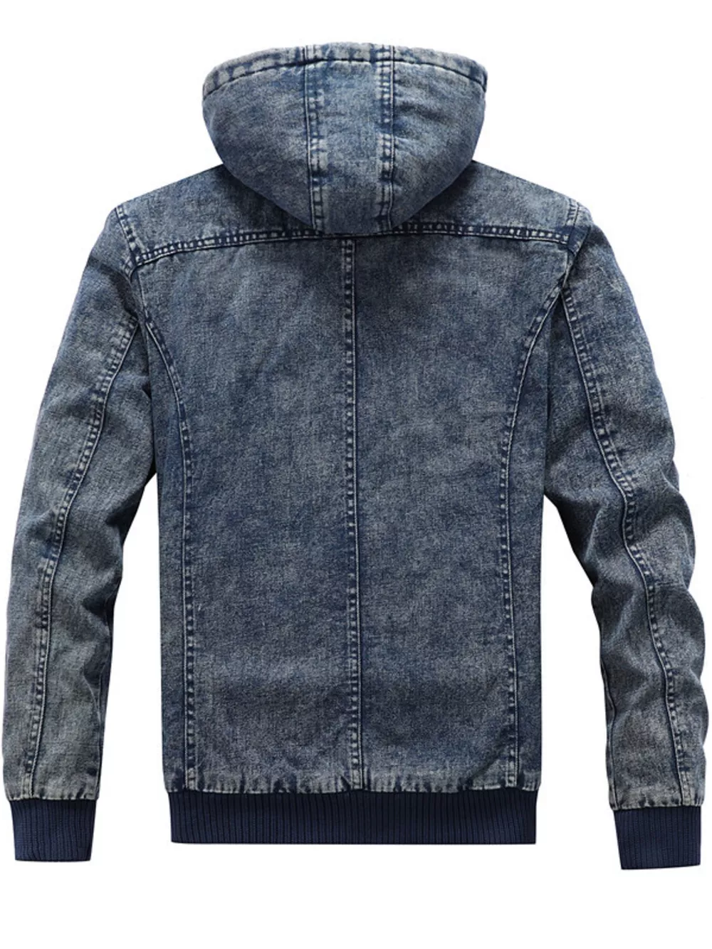 Men's Plus Size Zip Up Hooded Denim Jacket, image 2