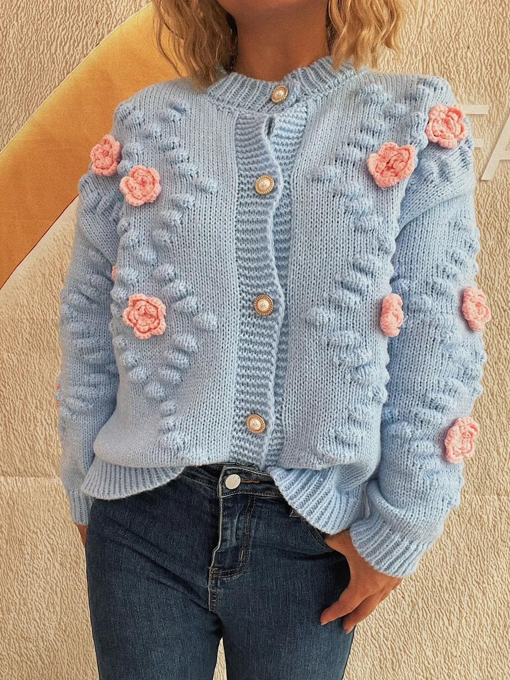 Flower Button Up Long Sleeve Cardigan, image 9