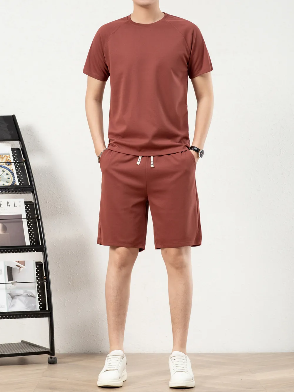 Men's Plus Size Short Sleeve Top and Shorts Set, image 9