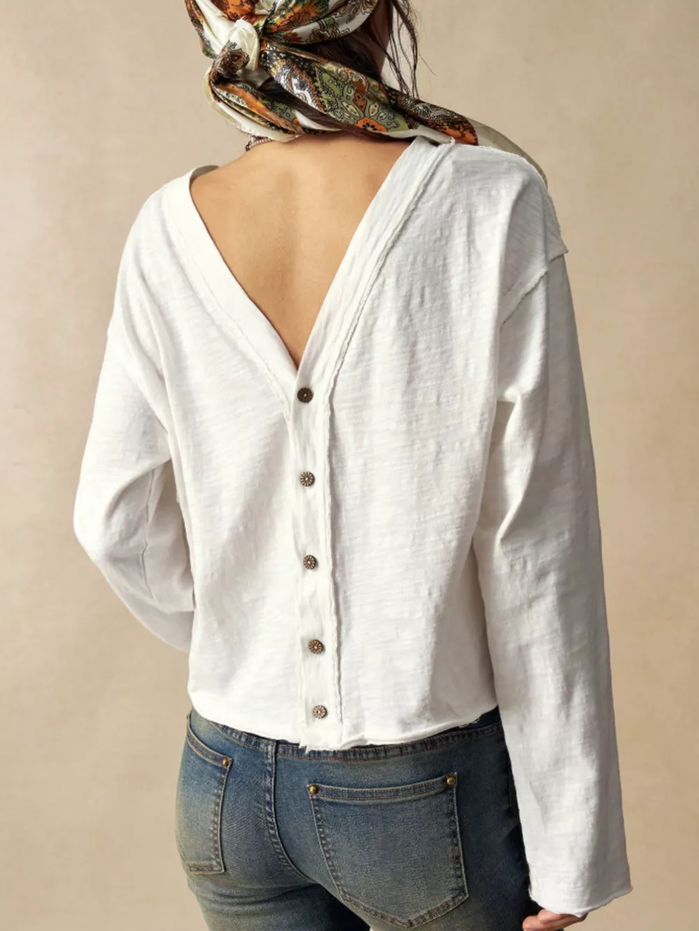Exposed Seam Long Sleeve Shirt with Two Way to Wear, image 3