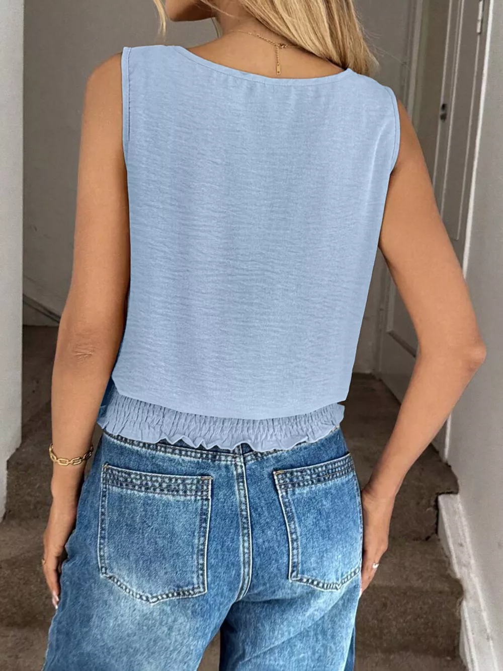 Smocked Round Neck Tank, image 5