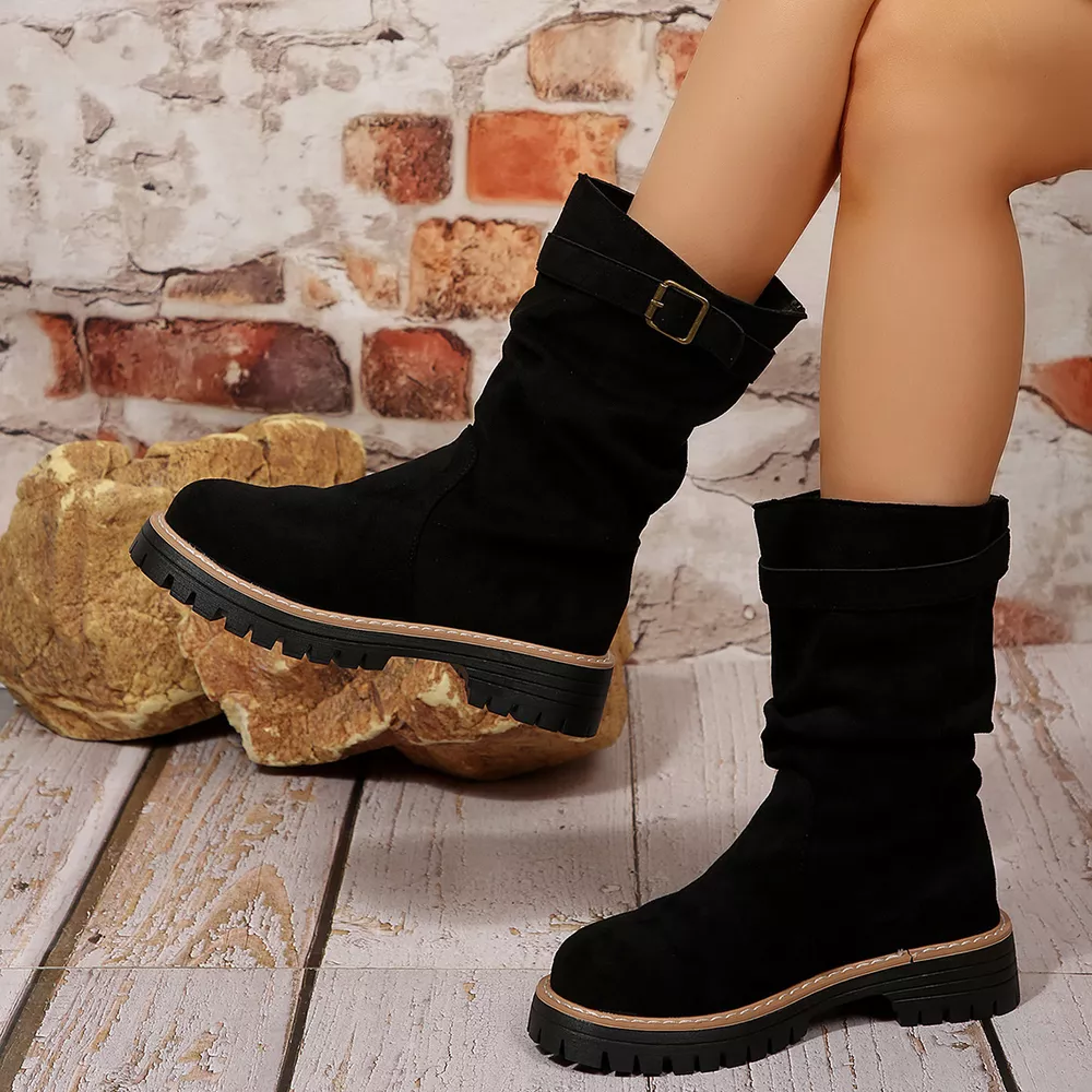 Buckle Accent Slouch Boots, image 2