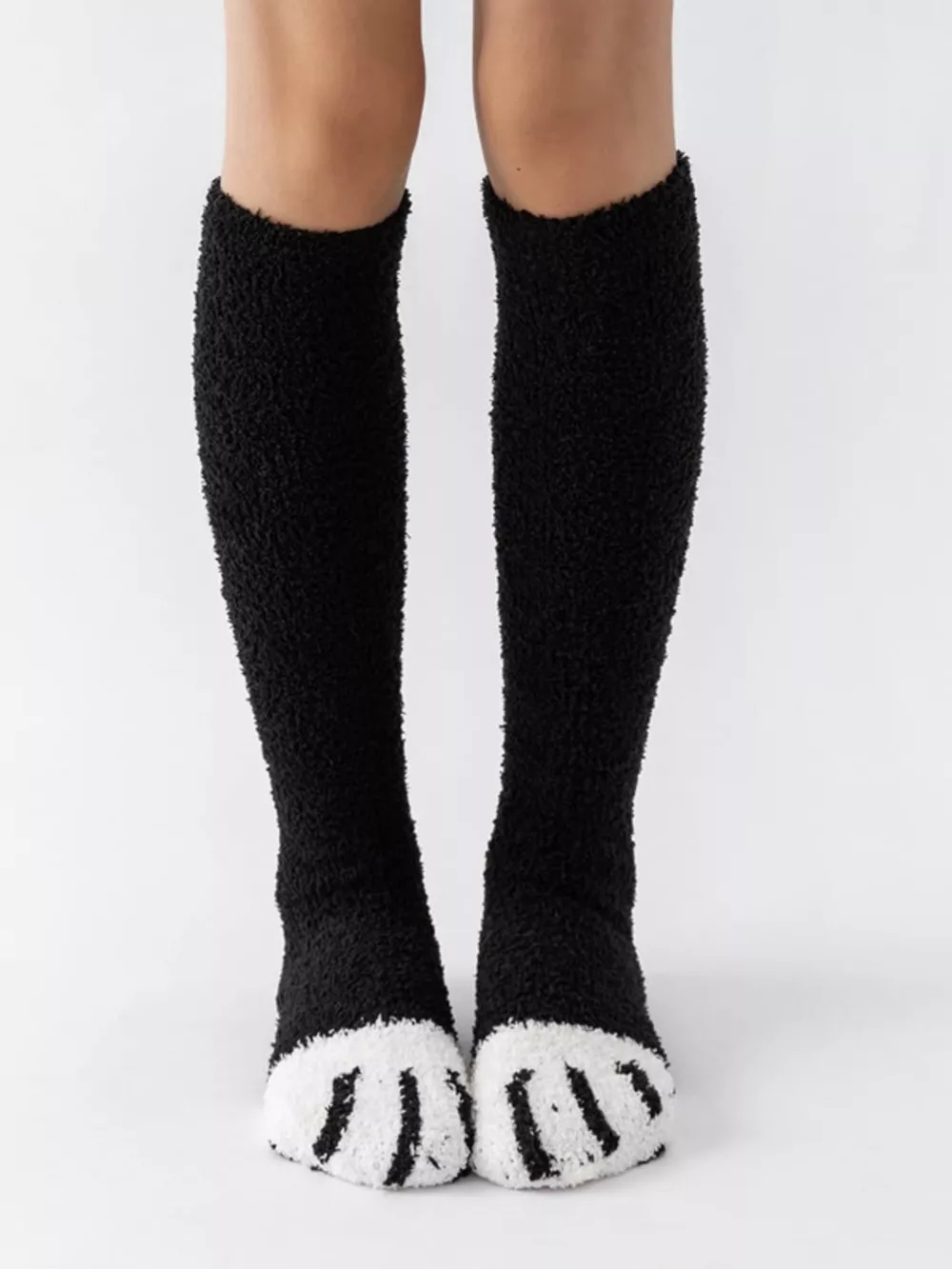 Fuzzy Knee-High Animal Paw Socks