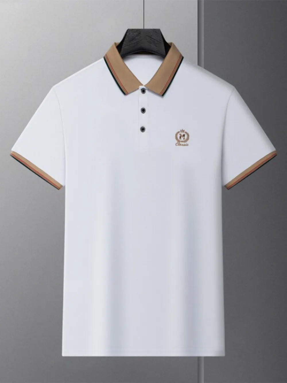 Men's Plus Size Contrast Collar Classic Polo Shirt, image 5