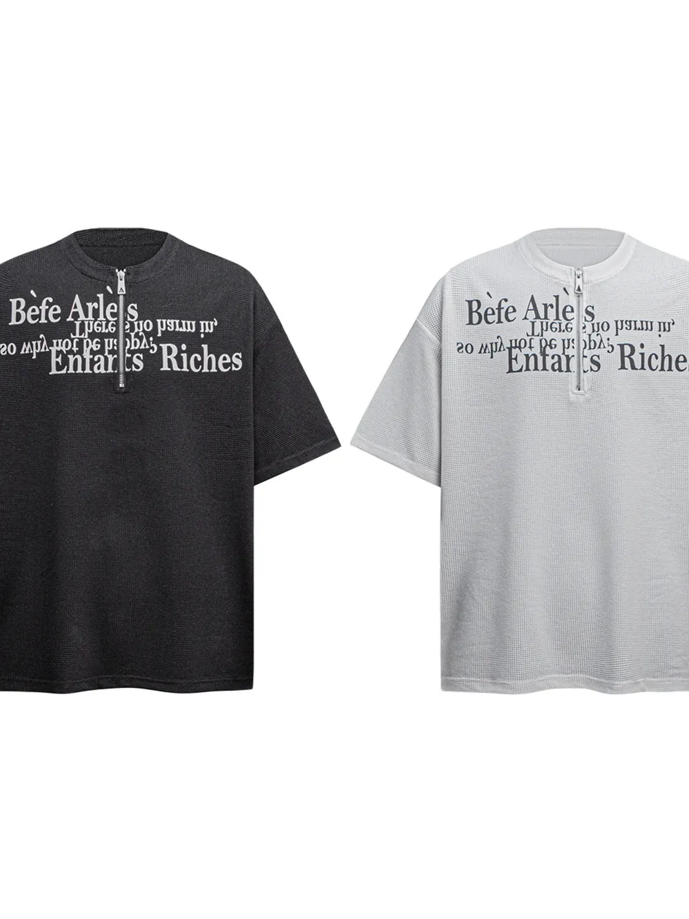 Men's Letter Quarter Zip Short Sleeve T-Shirt, image 6