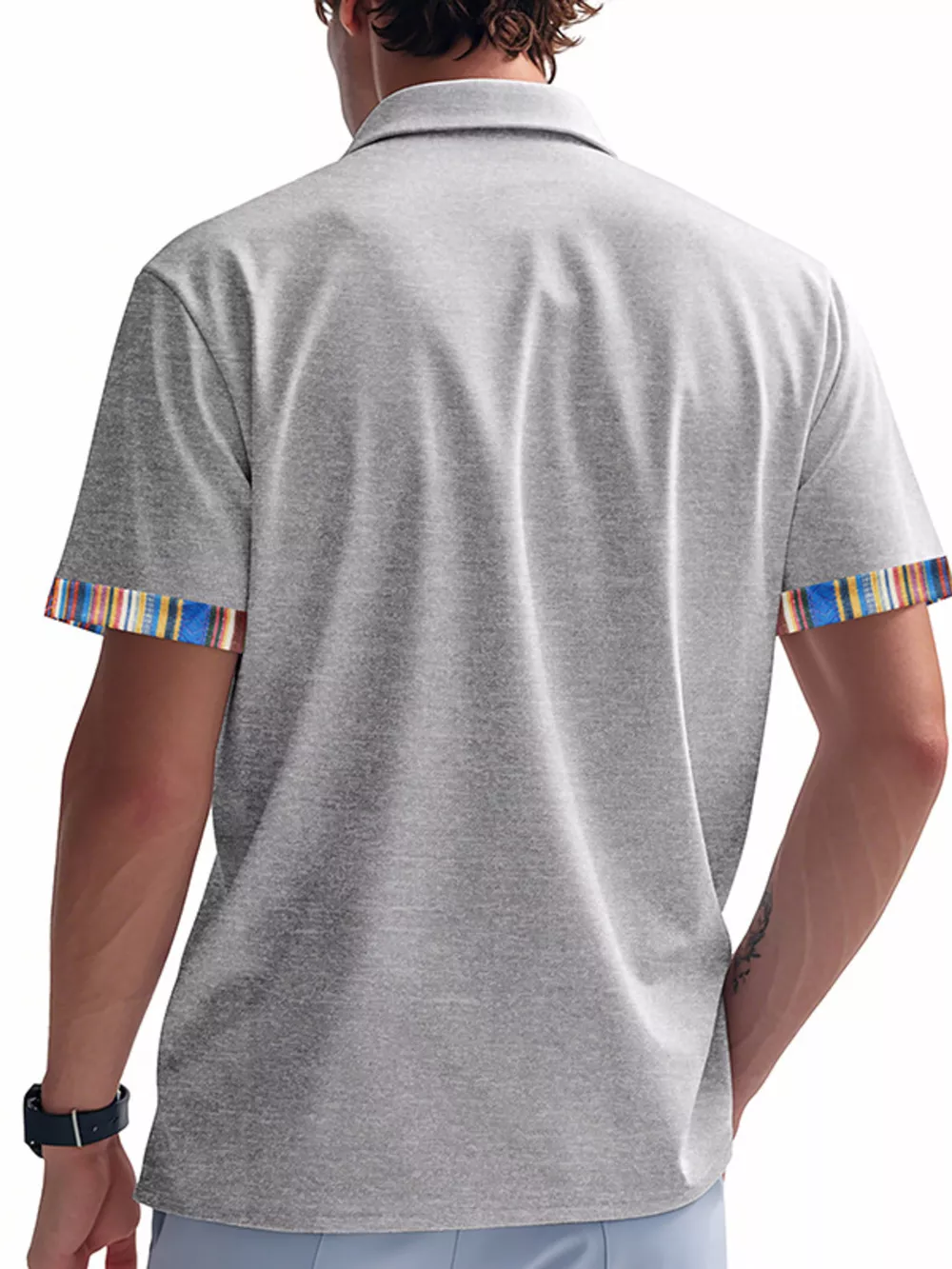 Men's Full Size Short Sleeve Shirt with Colorful Trim Plus Size, image 11