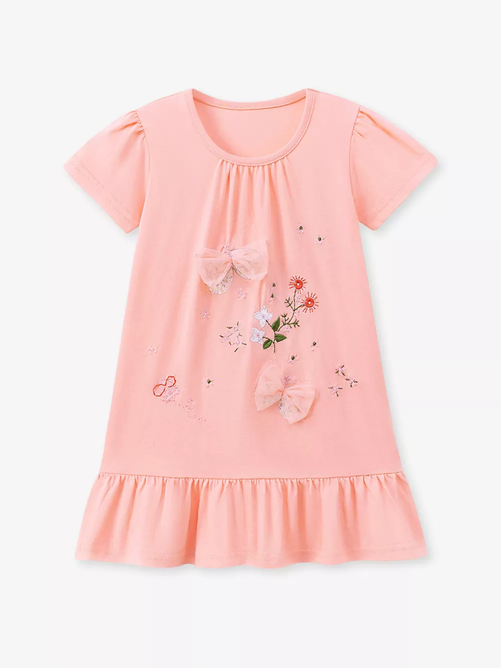 Children's Ruffled Hem Short Sleeve Dress, image 5