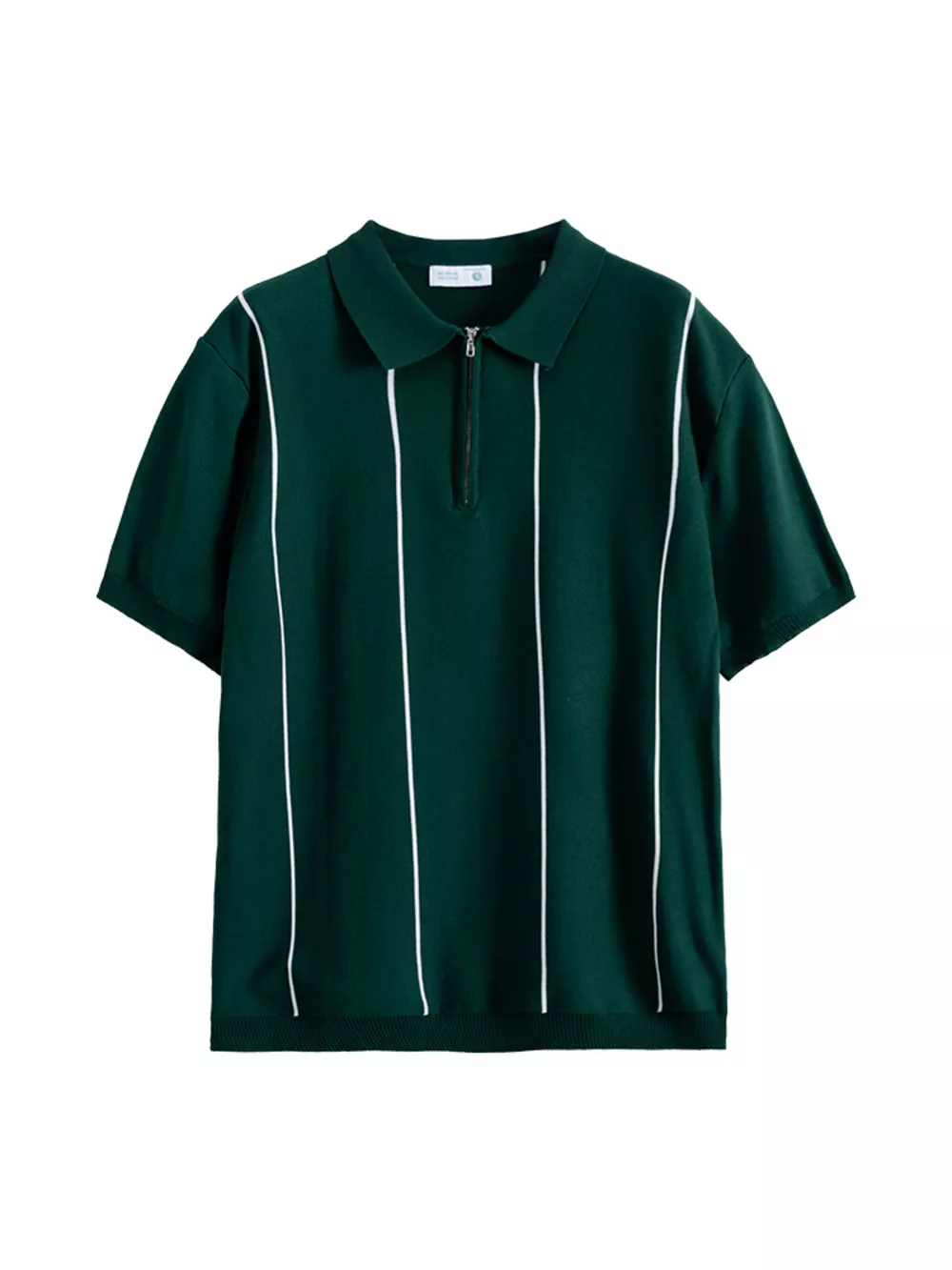 Men's Plus Size Striped Zip-Up Knit Polo, image 9