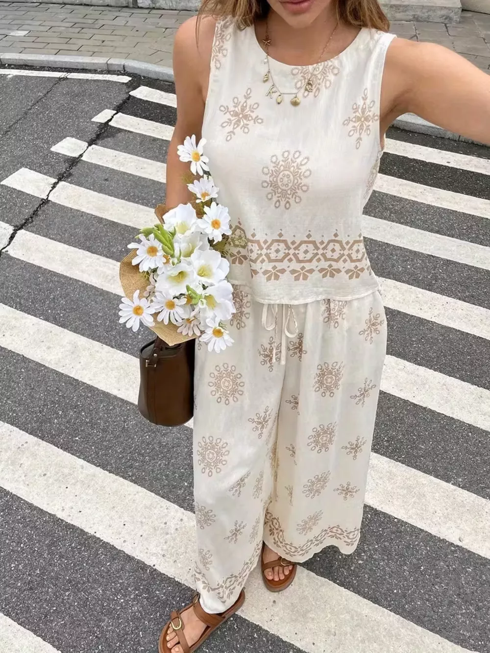 Sleeveless Top and Wide Leg Pants Set, image 8