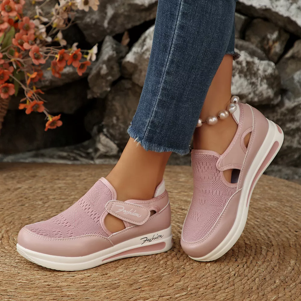 Breathable Mesh Wedge Sneakers, image 14