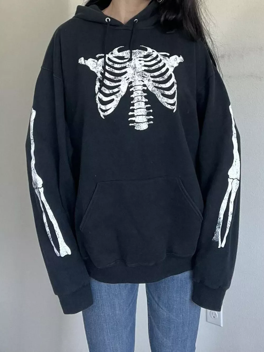 Drawstring Skeleton Long Sleeve Hoodie, image 5