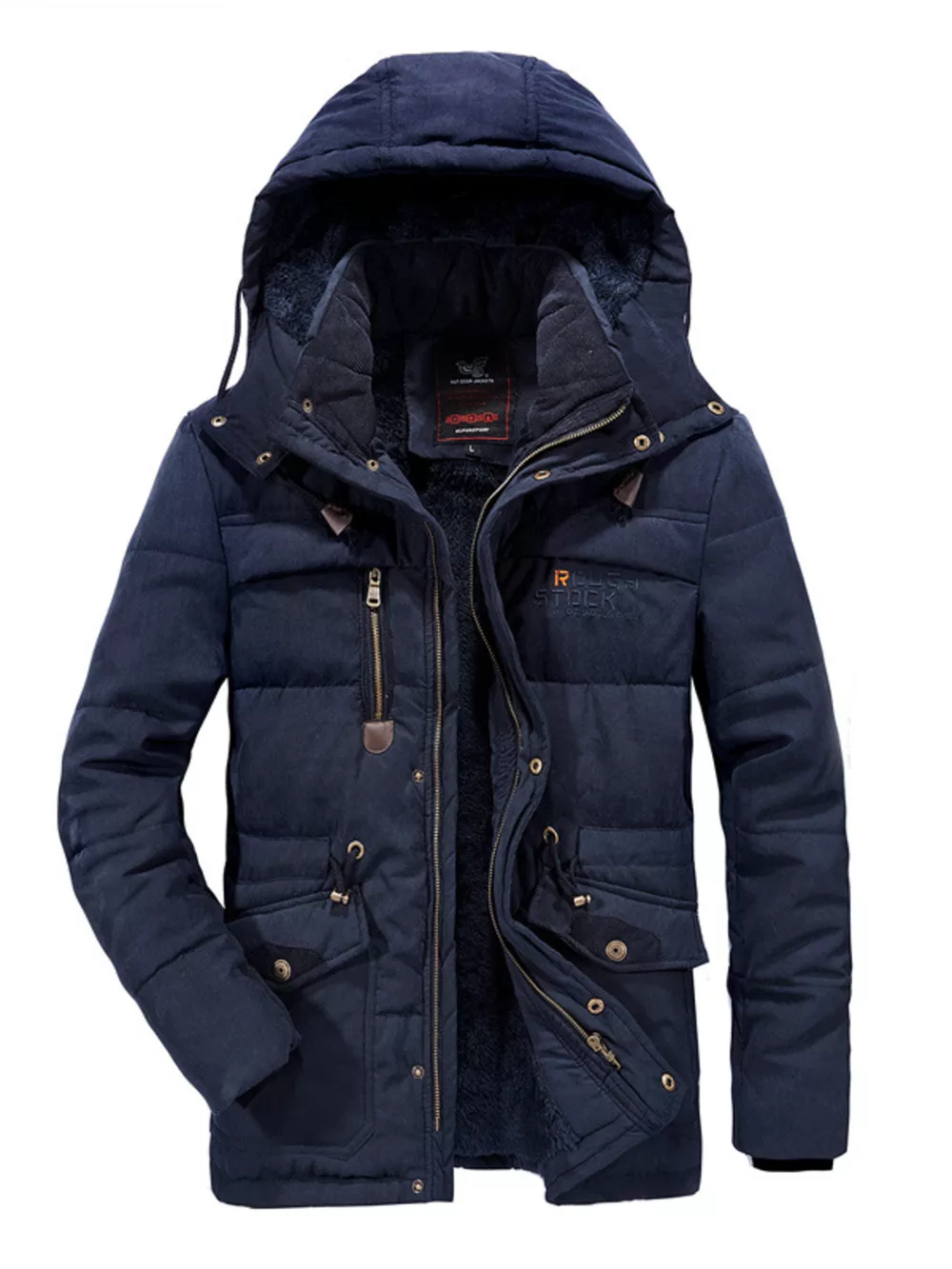 Men's Plus Size Hooded Zip Up Parka Coat, image 3