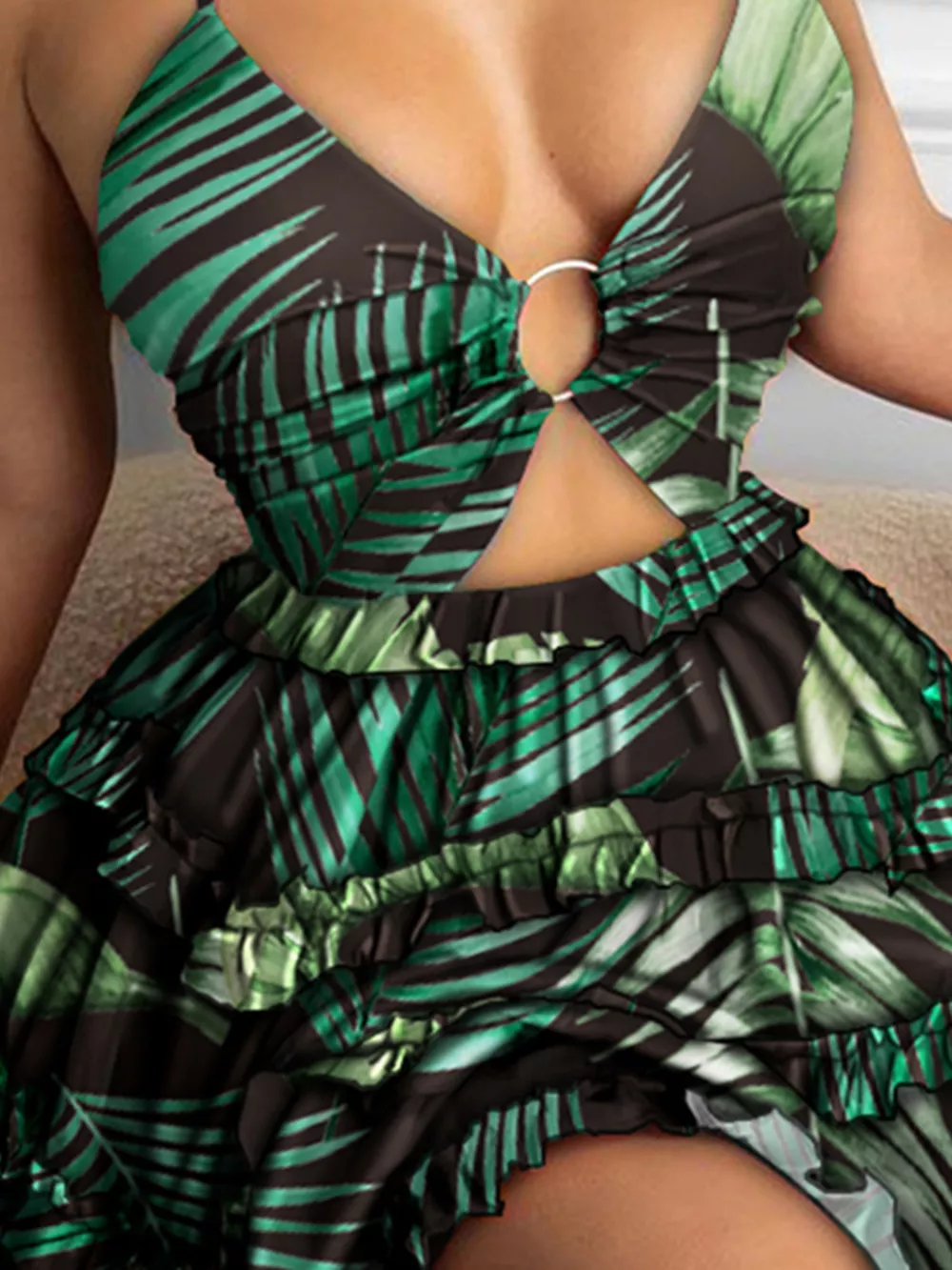 Colorful Print Halter Neck Ruffle Mini Dress, image 23